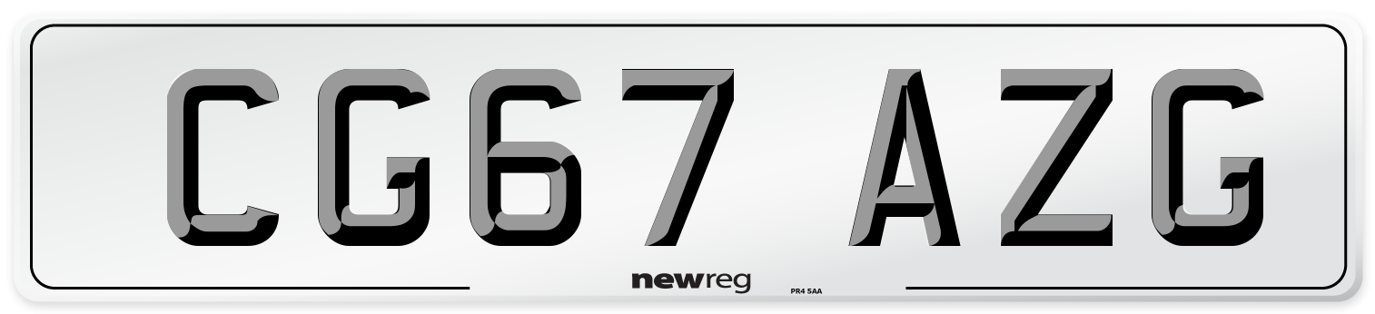 CG67 AZG Number Plate from New Reg